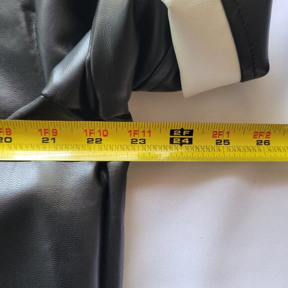 SHEIN Easy Wear Color Block B/W Vegan Leather Jacket (Size 8/10) - Picture 12 of 14